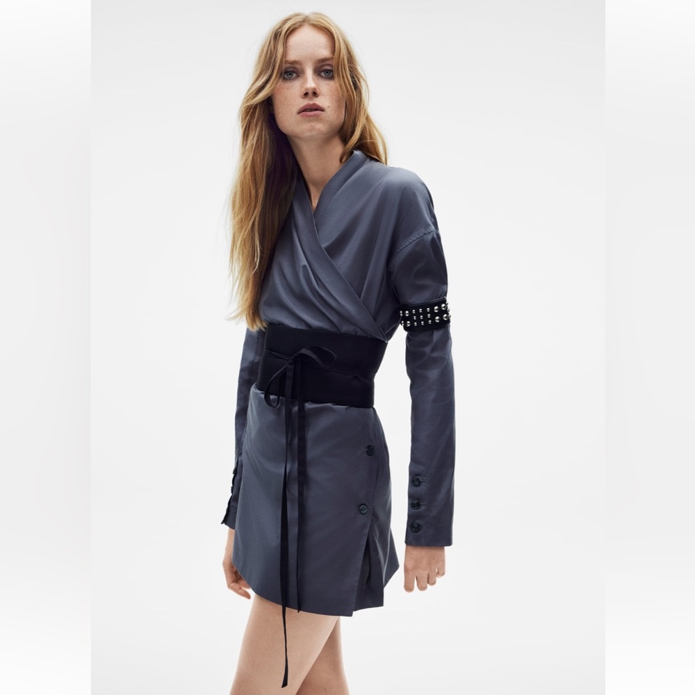 ZARA  SILK BLEND SASH KIMONO DRESS LIMITED EDITION